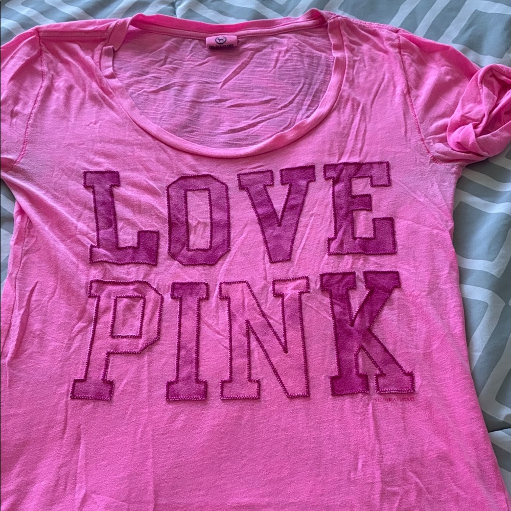 PINK Victoria's Secret Pink Tee with love pink logo in size small